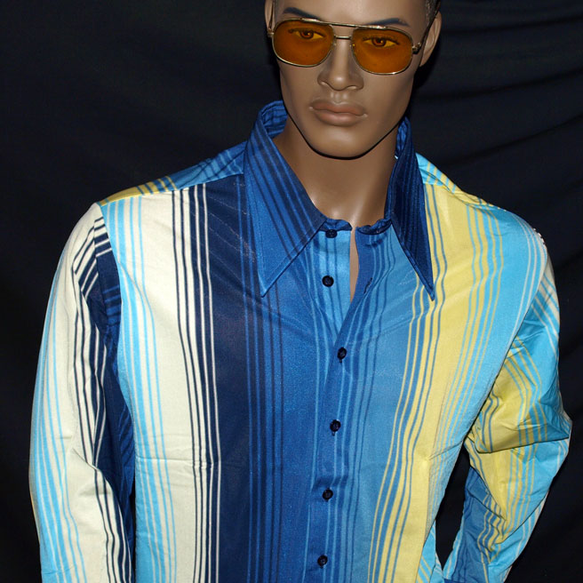 1970s Big Collar mens 2XL UNWORN Designer disco Shirt | DressThatMan