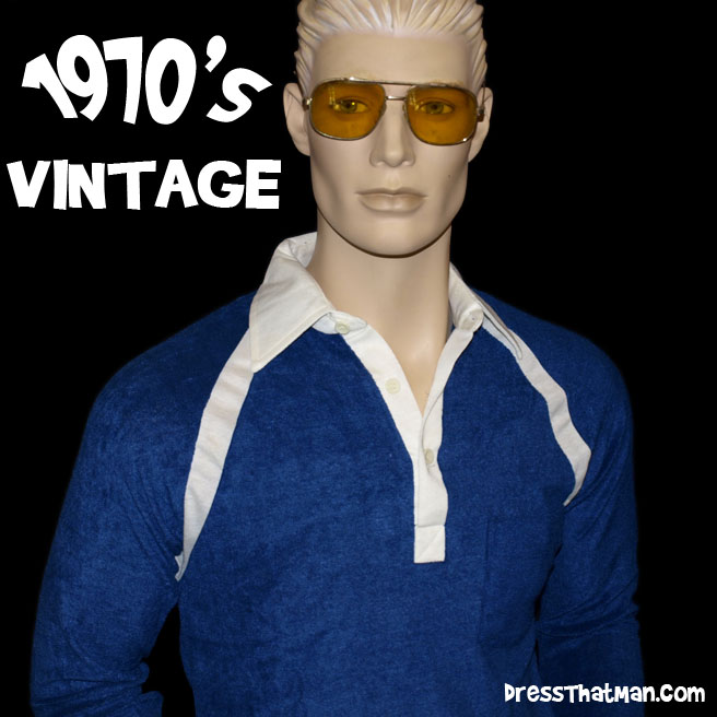 70s mens toweling vintage shirt S | DressThatMan
