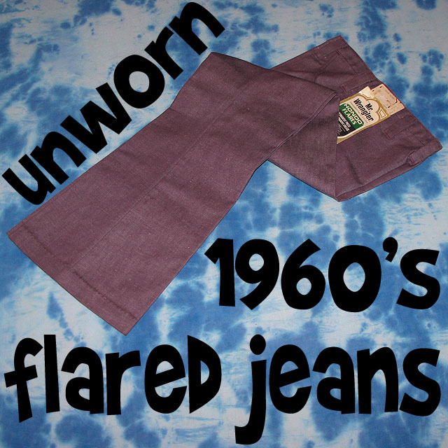 60's Unworn Mens Vintage Hippie Bell Bottom Jeans 28.5×29.75
