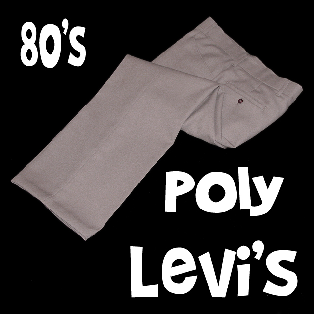 Taupe Polyester Levi's Action Slacks 80's Vintage 34 short