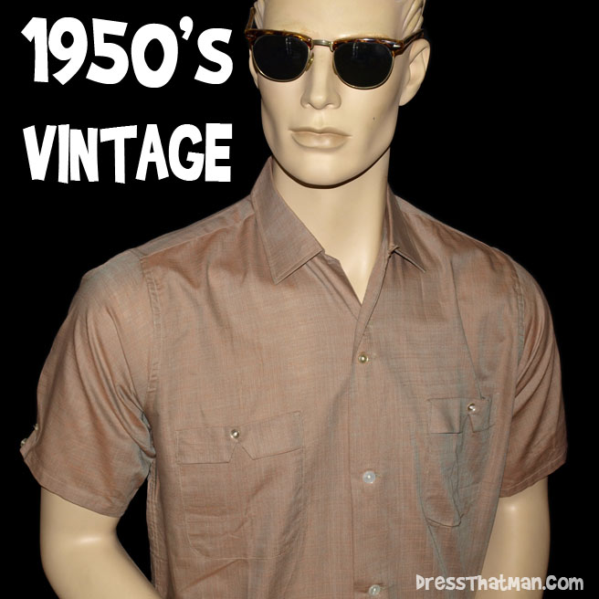 1950’s SHARKSKIN vintage shirt S UNWORN | DressThatMan