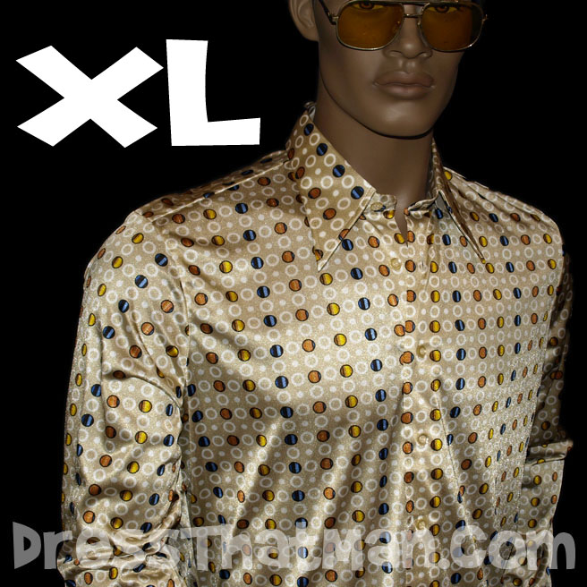 70’s PALE GOLD unworn vintage disco shirt XL SNUG | DressThatMan