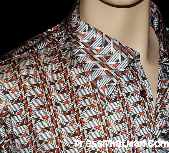 1970s CLASSY print mens disco shirt L UNWORN vintage | DressThatMan