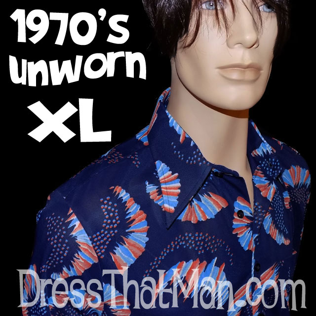 Abstract Print UNWORN Mens 1970’s Vintage Shirt XL | DressThatMan