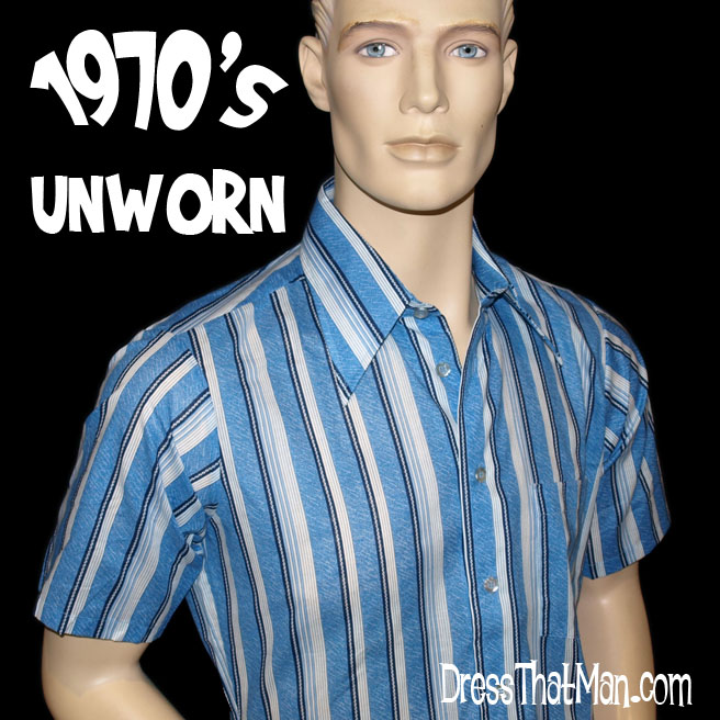 1970’s UNWORN mens Retro Big collar vintage shirt M | DressThatMan