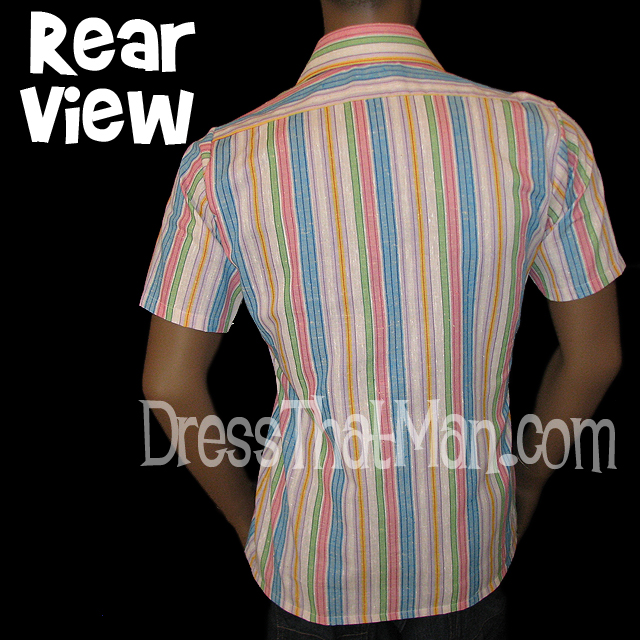 70s Big Pointy Collar Mens Vintage Shirt L SNUG FIT | DressThatMan