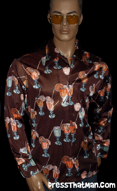 Vintage 70s Billiards Pool Disco Shirt Mens L Fitted Poly Hutspah