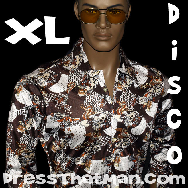 NEW 70's CLASSIC vintage men's disco shirt BIG XL
