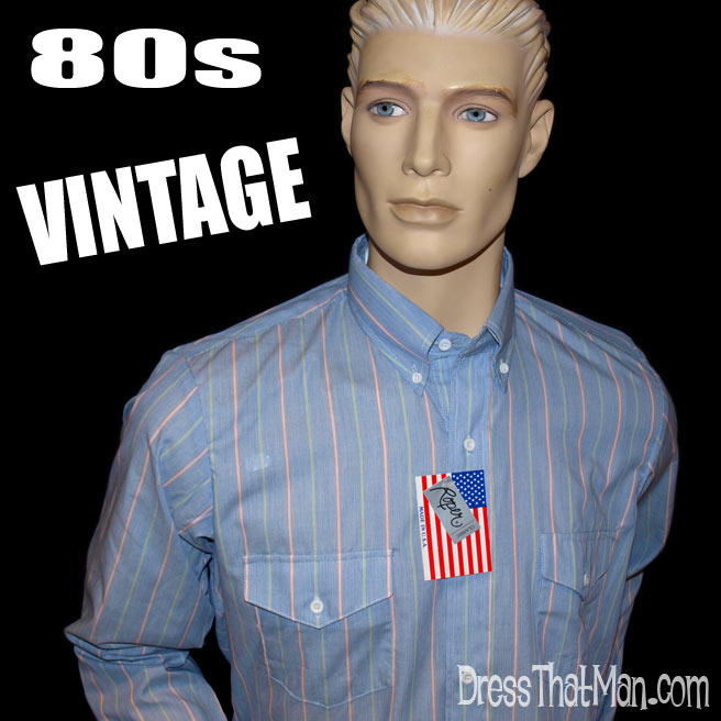 80s Button down vintage western shirt mens L SNUG | DressThatMan