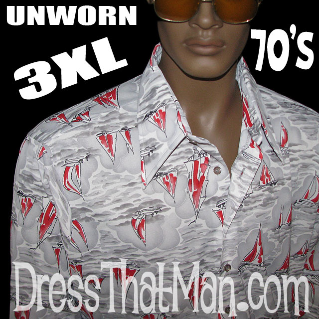 70s Rare 3XL mens unworn deadstock disco shirt | DressThatMan