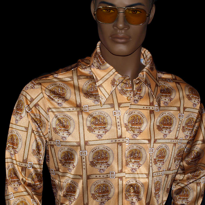 70s Nautical peach disco shirt mens XL UNWORN | DressThatMan