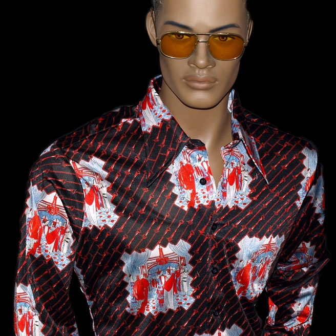 Classy Big Collar 70s shirt mens XL SNUG | DressThatMan