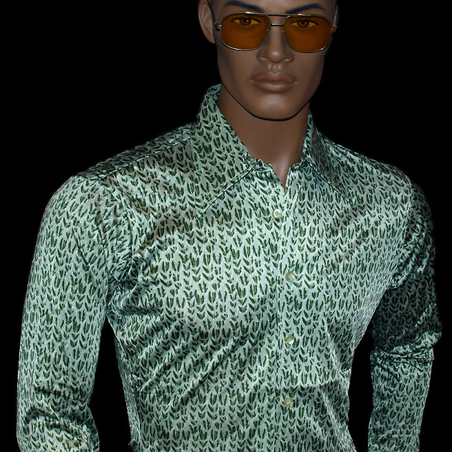 1970’s Classy Green disco shirt mens M UNWORN | DressThatMan