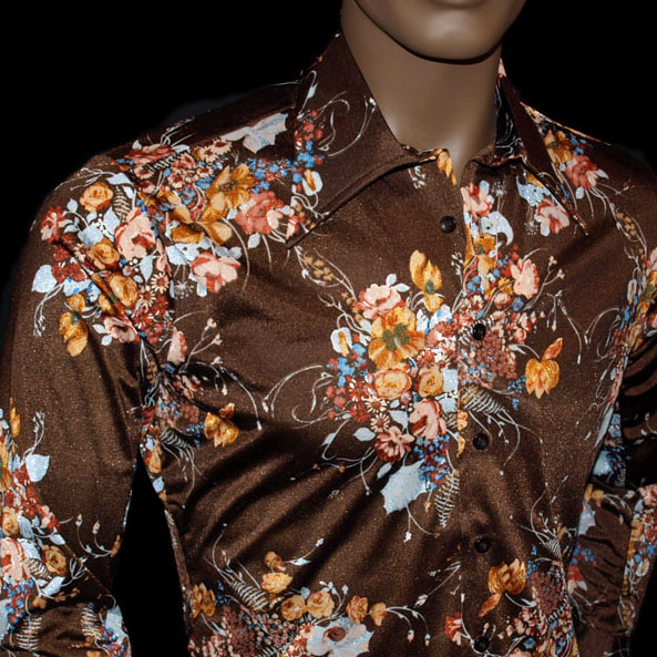 mens flower print 70s shirt