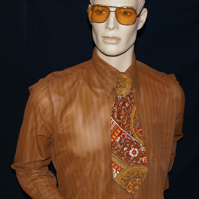 70s nylon Knit mens shirt & Tie 16-33 | DressThatMan