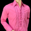 70s Mens vintage pink tux shirt 14 -33 - Image 2