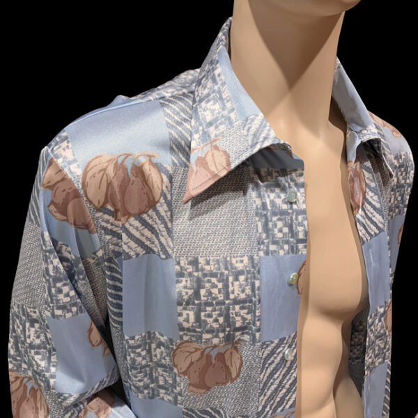 70s blue wide collar shirt